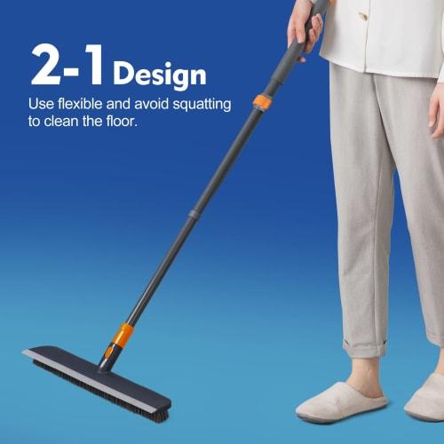 CLEANHOME Deck Brush, Bath Brush, Tile Brush, Extendable 94-130cm, Cleaning Supplies for Bath, Bathroom, Balcony, Entryway, Floor, and Garden Use (Gra