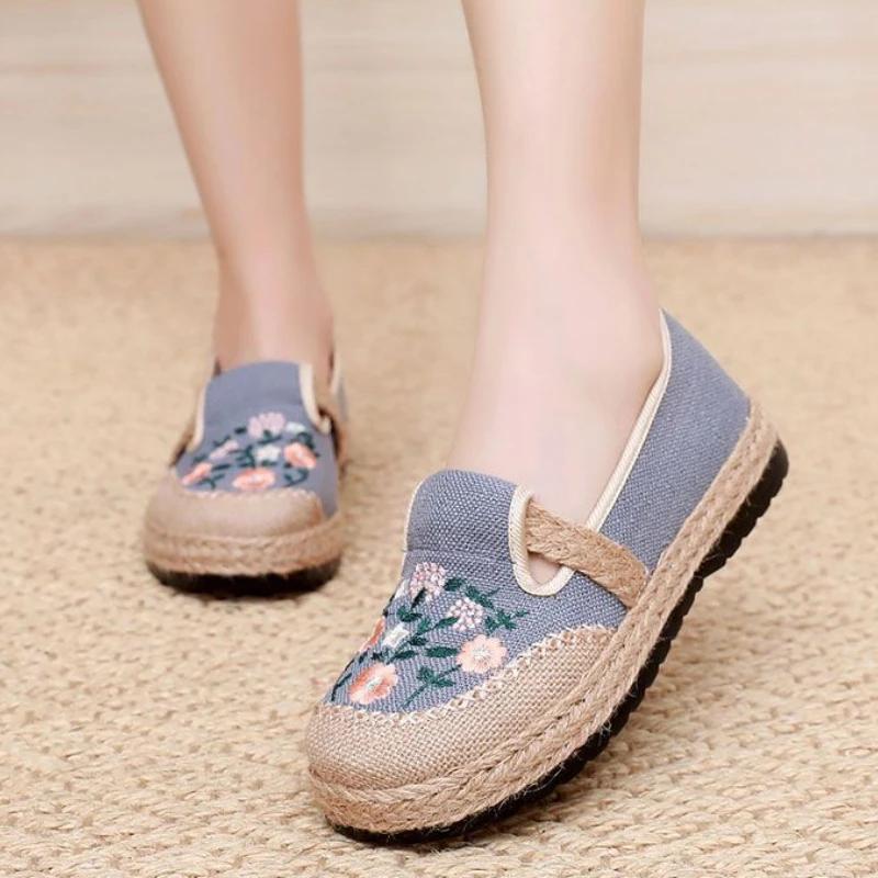 Casual Slip On Linen Shoes for Women Y2k Fashion 39 Designer Luxury Aesthetic Walking New Arrival 2025 Deals Woman Footwear Sale