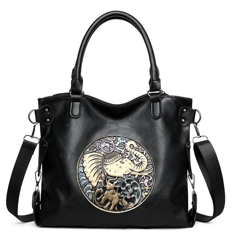 Vintage Chinese Style Elegant Shoulder Bag Women Fashion Euro-American Tote Bag Premium Soft Dough Bag Women