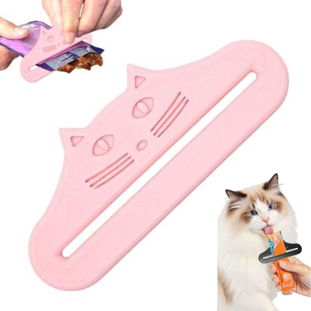 Cat Shape Cat Treat Squeezer Waterproof Reusable Cat Treat Feeder Spoon Adjustable Squeezing Tools Cat Treat Dispenser