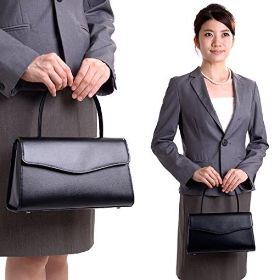 Aurora Genuine Leather Black Formal Bag, Classic Wide Black, Made In Japan, Perfect for Weddings, Funerals, Entrance Ceremonies, Graduations, and