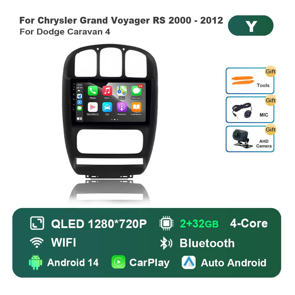 Car Radio Multimedia Player Android 14 System for Dodge Caravan 4 For Chrysler Grand Voyager RS 2000 - 2012 GPS Navi WiFi BT