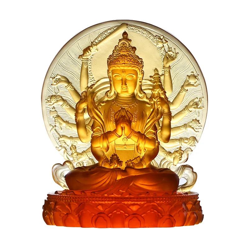 Colored glaze Cundi Bodhisattva Bskul-bye-ma affixed to golden Buddha statues Tibetan Tantric worship Buddha decorative ornament