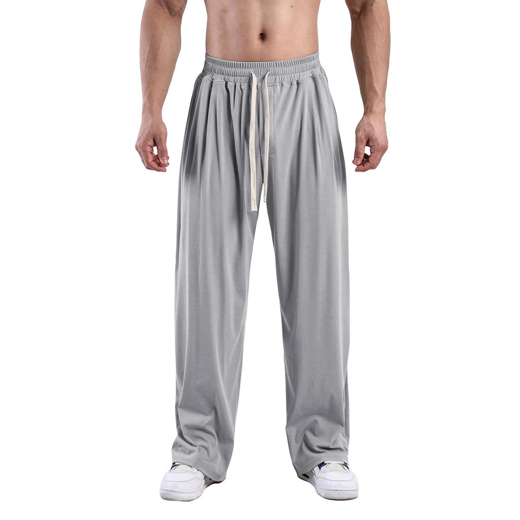Men's Solid Color Wide-Leg Trousers Men's Casual And Stylish Sweatpants
