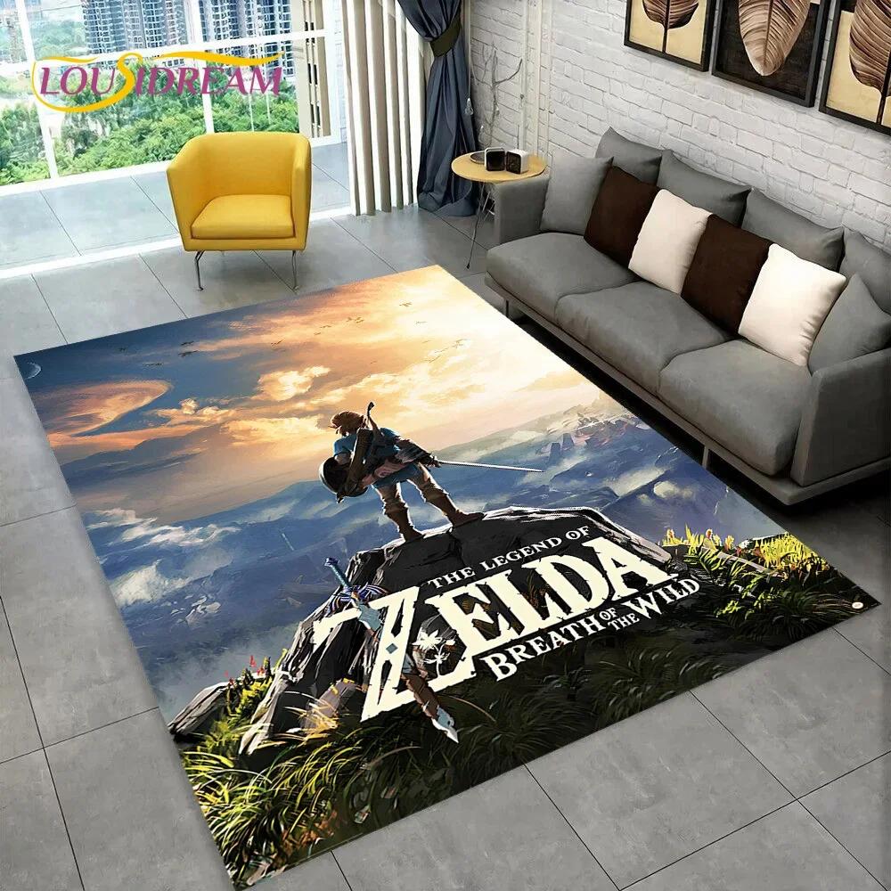 2025 3D Z-Zelda2 Spiel Cartoon Teppich für Wohnzimmer Schlafzimmer Heimdekoration, Bodenteppich rutschfeste Dekoration für Sofa Fußmatte Kinder