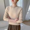 Elegant Style Cashmere Women's Round Neck Pullover Sweater with Diagonal Buttons - Warm, Skin-Friendly, Long Sleeve Autumn/Winter Top
