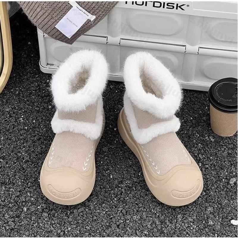 Women Snow Boots Winter Plush Warm Thick Soled Platform Ankle Boots Non-slip 2026 New Windproof Women Cotton Shoe Botas Mujer