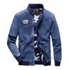 Spring Autumn Men's Pilot Jacket Denim Coat Washed Retro Motorcycle Style Baseball Coat