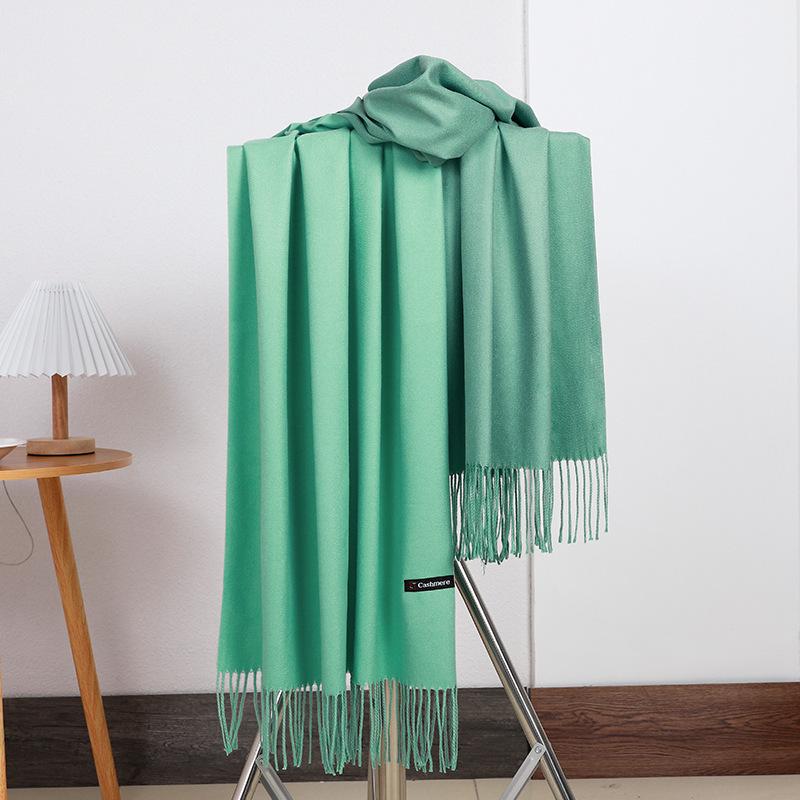 Double-sided Two-color Scarf for Women Autumn and Winter High End New Wool Scarf Shawl Imitation Cashmere Scarf