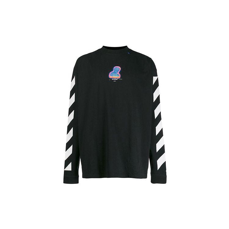 Off-White Printed Long-Sleeve T-Shirt Men Tops Black OMAB032E191850061088