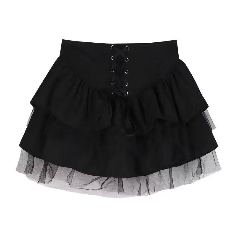 Damen Taillenformendes JK-Stil Hemd mit Puffärmeln & High-Waist Flauschiger Rock Set
