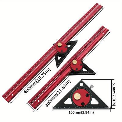 360 Degree Scribe Ruler -Woodworking Square Precision T-Type Hole Ruler Aluminum Slide Ruler - Carpenty Marking Gauge DIY Layout