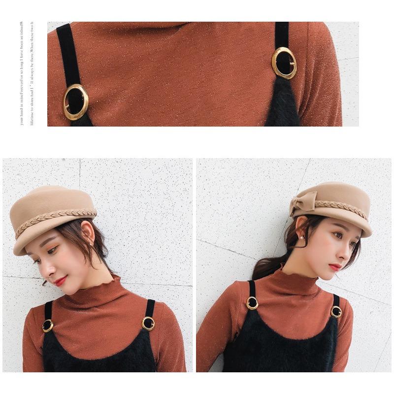 Meier Hut, Damen Herbst- und Winter-Koreanischer Wollfilzhut, eleganter und modischer schwarzer Baskenmütze, Britischer Styling Hut