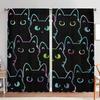 2pcs Colorful Cats Print Curtain  Blackout Drapes for Bedroom  Polyester  Rod Pocket Window Treatment  Home Decor