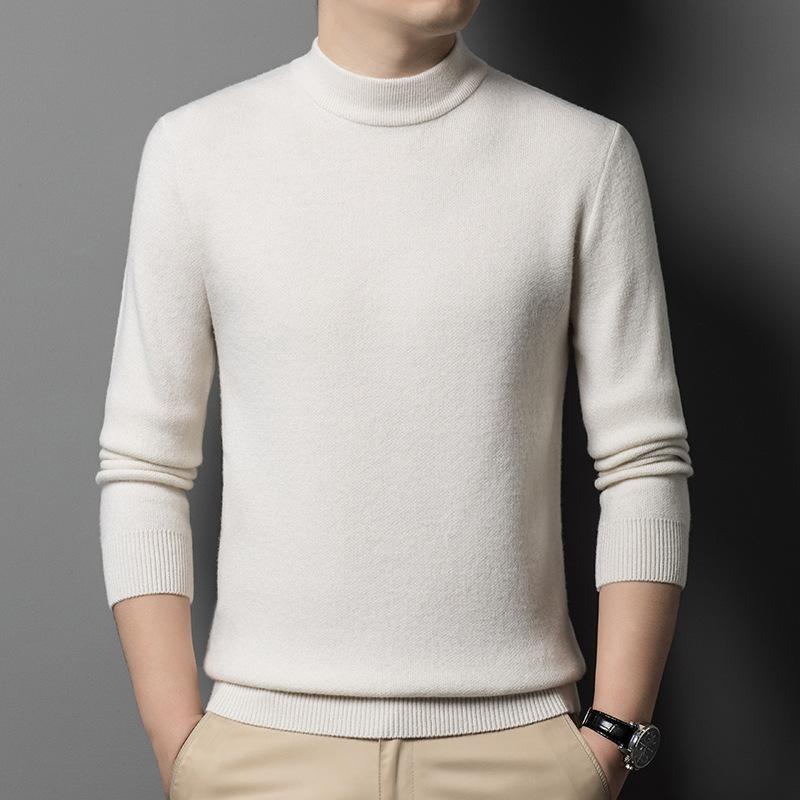 Thickened Men's High-end Casual Semi-turtleneck Dad Bottom Sweater