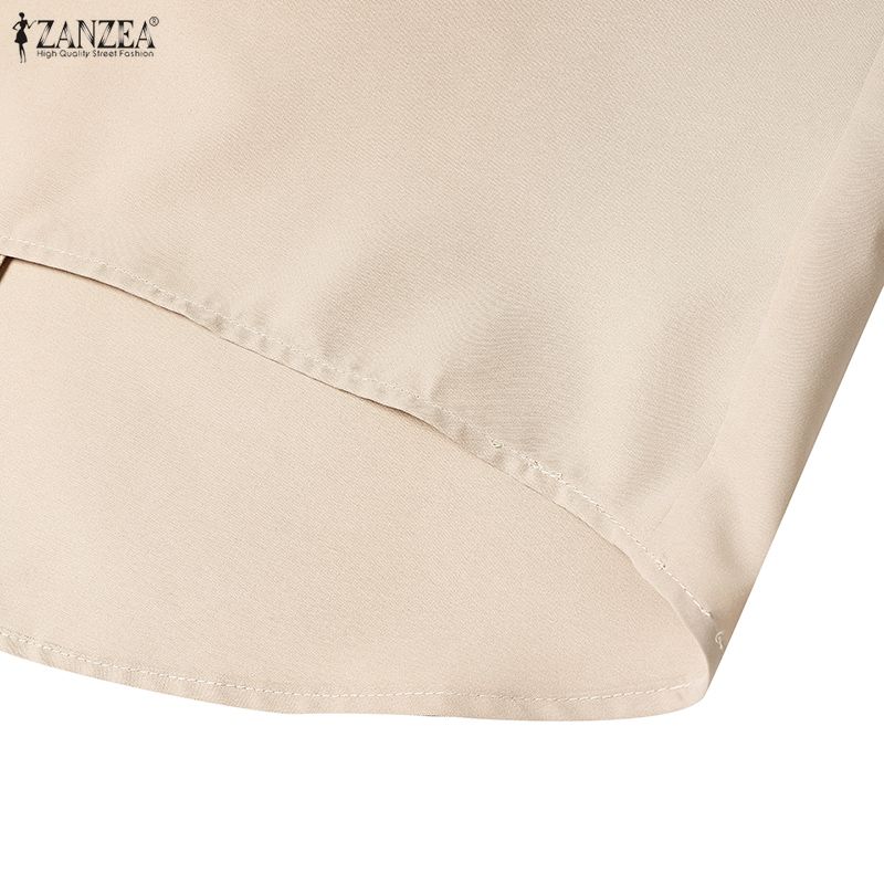 ZANZEA Women Stand Collar Loose Casual Long Sleeve Blouse