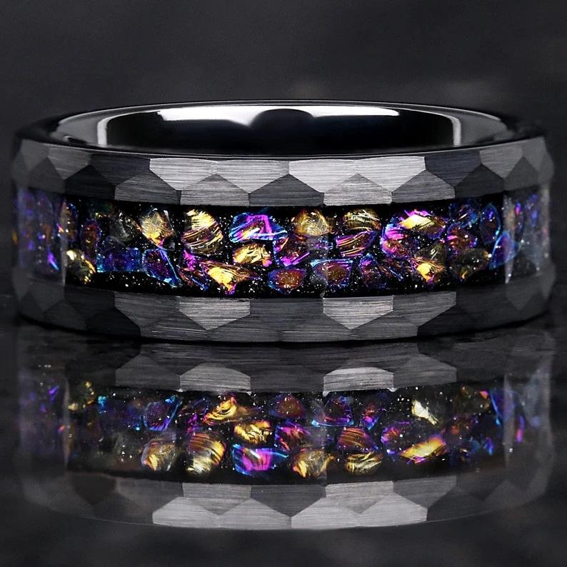 Bestselling Colorful Rhombus Edge Stainless Steel Ring Set - Unique and Fashionable Jewelry