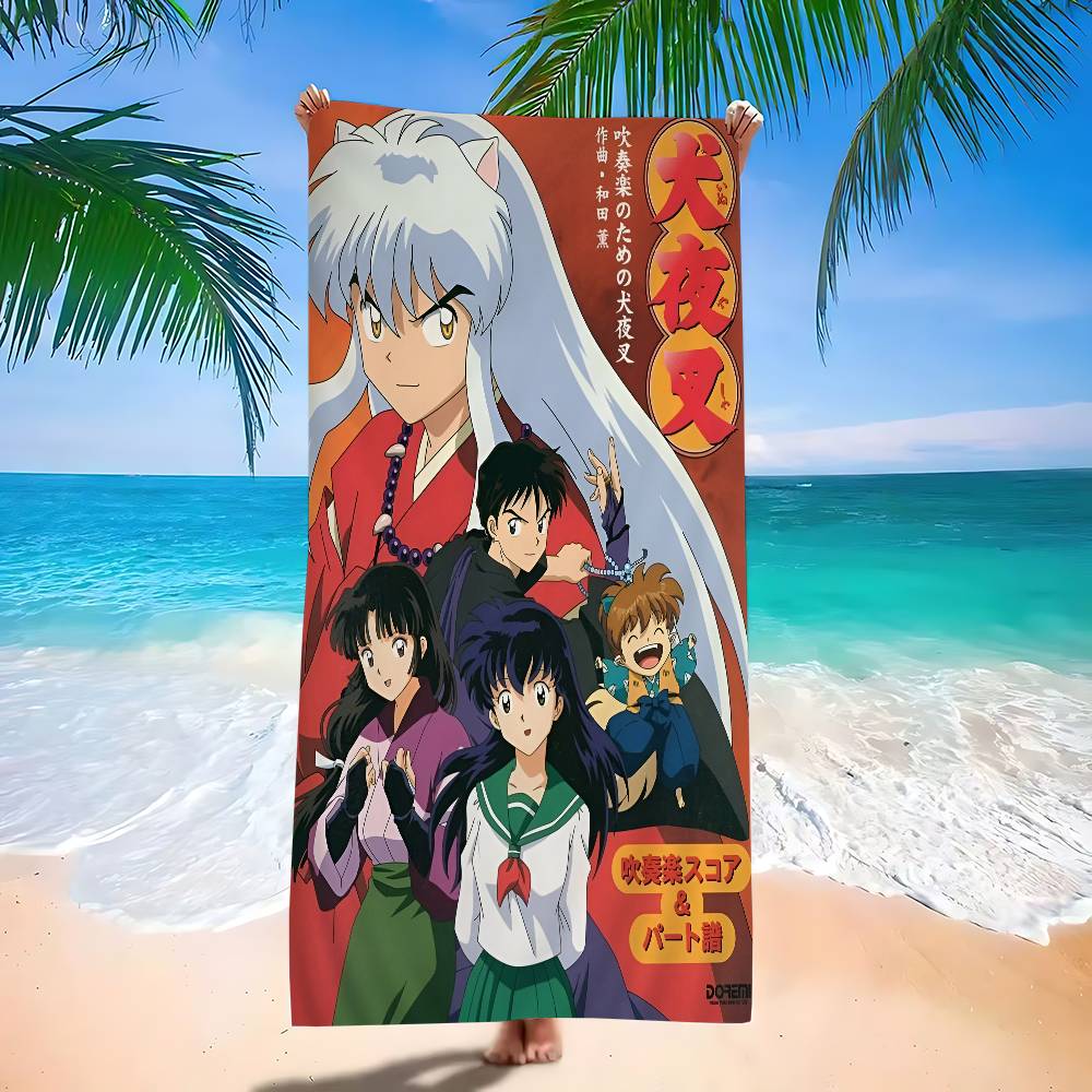 

Anime I-Inuyasha Vintage Microfiber Printed Beach Towel Mountain Climbing Yoga Beach Swimming Running Absorbent Soft Towel W40*H60(CM)