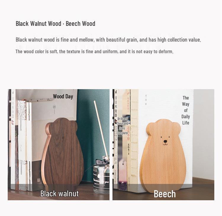 Black Walnut Wooden Anti-Fall Book Stand for Dorm or Office