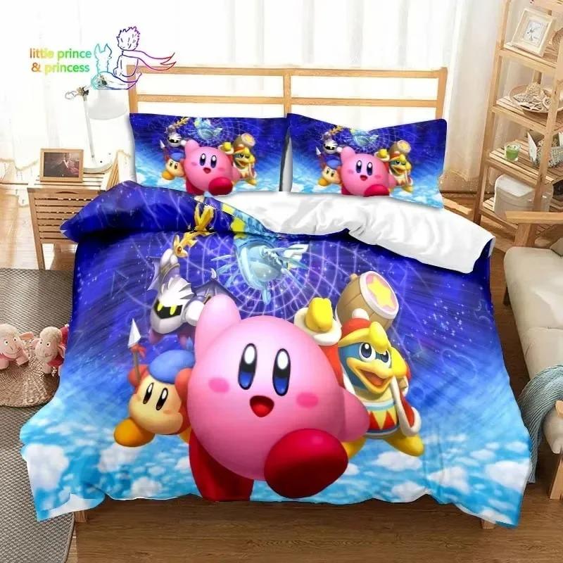 3D Design Printed Kawaii Cartoon Kirbys Bed Ensemble Single Size Single Size Full Queen Dimension King Dimension Size Bed Kit Adult Kid Bedroom