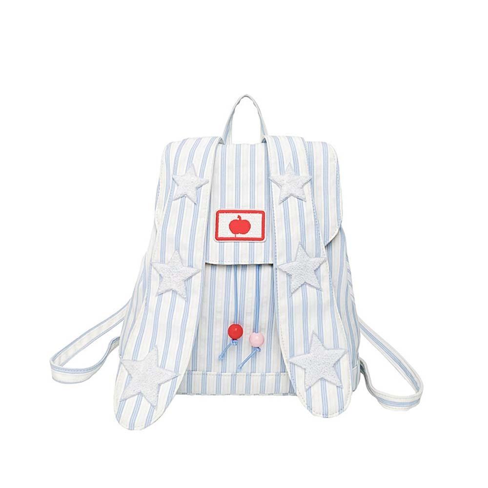 

Милый рюкзак с кроличьими ушками, холщовый рюкзак в полоску со звездами, корейский рюкзак на шнурке, для покупок синий
