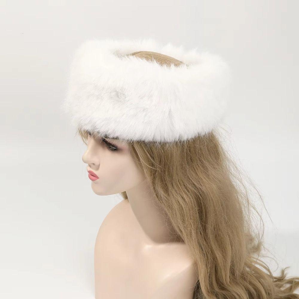 Coldproof Plush Faux Fur Headband Soft Fluffy Elastic Hair Bands Lady Warm Empty Hat  Skiing