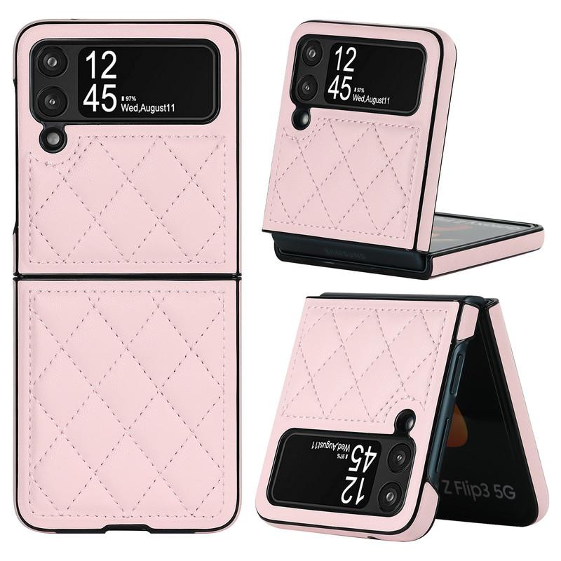 Luxury Brand Rhombic Lattice Phone Case for Samsung Galaxy Z Flip 3 Flip4 Silicone TPU Case Protection Shockproof Cover