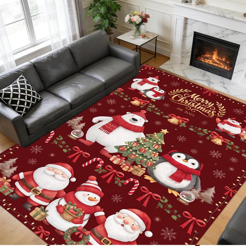 Christmas Printed Square Area Rug Soft Non Slip Floor Carpet For Bedroom Holiday Gift