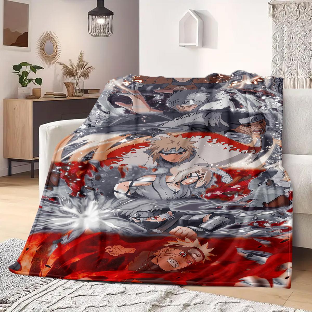 Naruto Logo Flannel Blanket Cute Print Great For Sofa Bedroom Chair Bed Picnic Travel -HE24 75x90cm