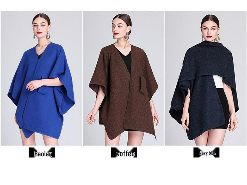 European & American Autumn/Winter Fashion Shawl Cape: Plus Size Knitted Cardigan Cloak for Women