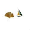 Ginkgo Leaves Iron Wall Sculpture And Sailboat Tabletop Ornament Abstract Feng Shui Decor for Living