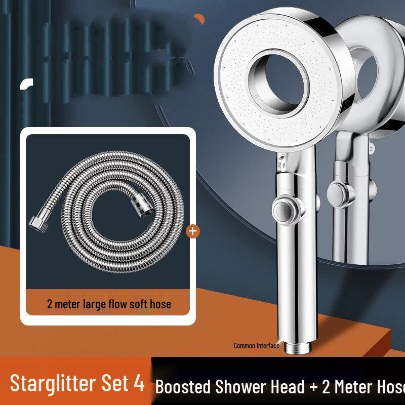 TLXT Star Silver Pressurized Shower Head Set