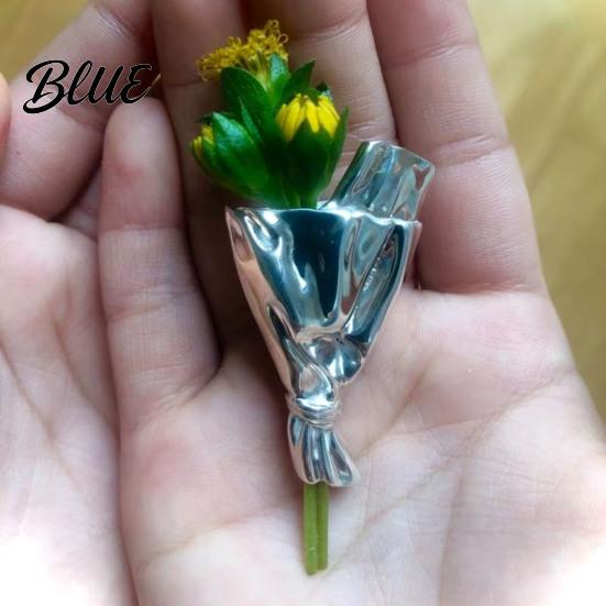 Artistic Bouquet Accessory Brooch Lightweight Alloy Vase Silhouette Insert Real/Dried