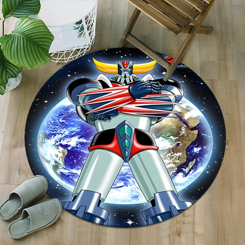 1pc UFO Robot Grendizer2 Print Round Carpet Chair Round Carpet Suitable for Bedroom Living Room Home Decorative Carpet