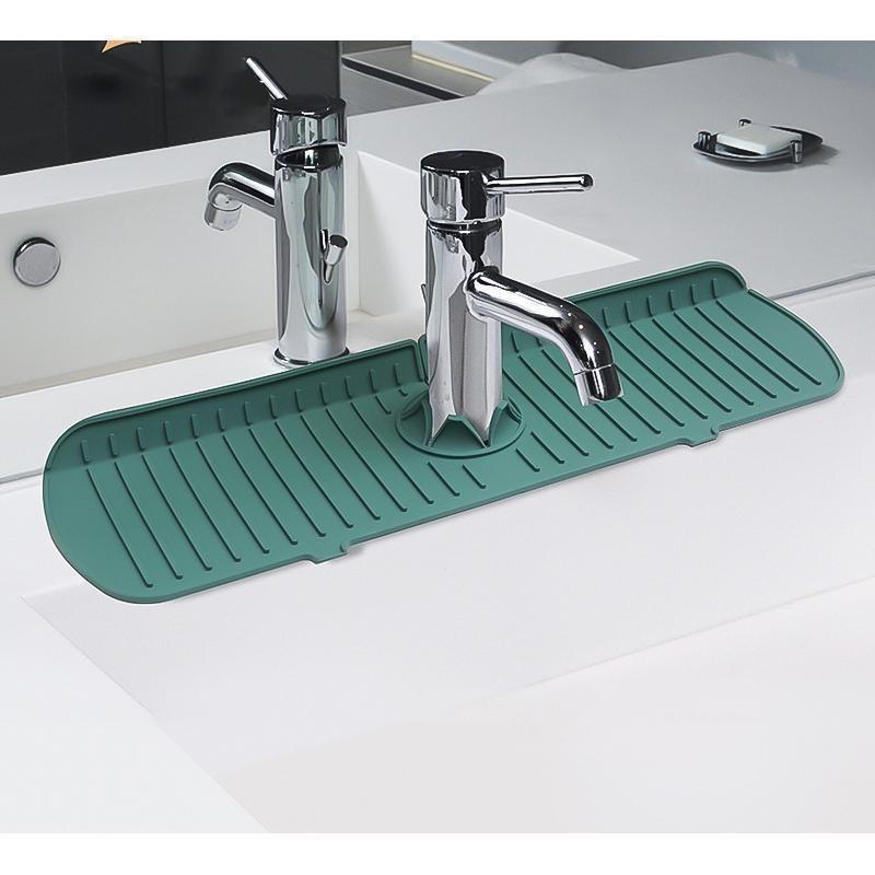 Silicone Faucet Mat Water Ripples Kitchen Faucet Water Catcher Mat Large Sink Splash Pad Countertop Protector Bathroom