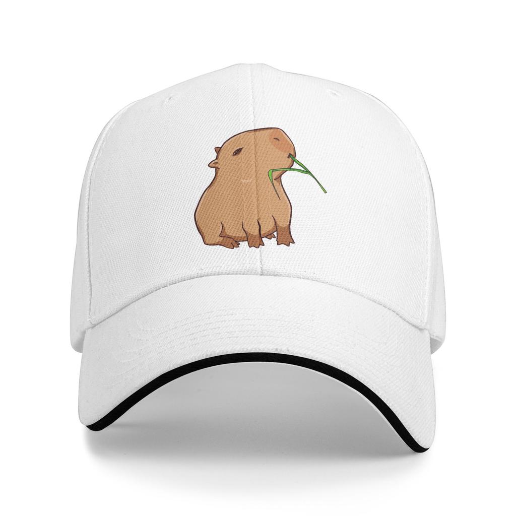 Summer Casual Baseball Cap Capybara With A Leaf, Eat Your Greens! Hiking Fishing Hats For Men Women Sun-Proof Baseball Caps