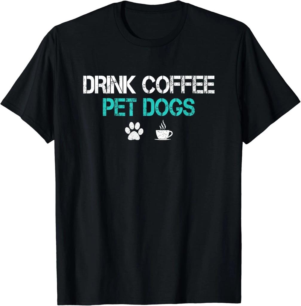 Kaffee Trinken Haustiere Hunde Lustiger Hunde Liebhaber Mama Papa Vatertag Geschenk Unisex T-Shirt