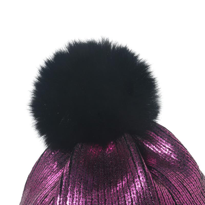 Modische dicke Herbst Winter Herren Damen Mützen Gestrickte Damen Mützen Mützen Pelz Pailletten Bling Mütze Wärmer Haube Damen Freizeitkappe
