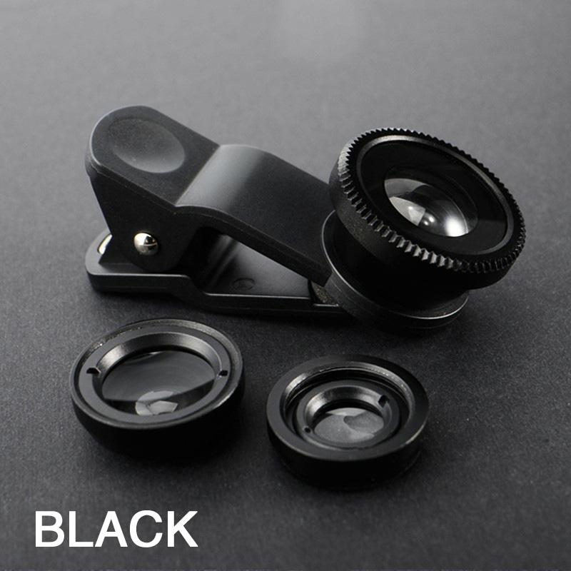 3 In 1 Fish Phone Lens Generic Camera for Smartphone Wide Angle Fisheye Lens and Clip Macro Camera Sets Support iPhone Samsung