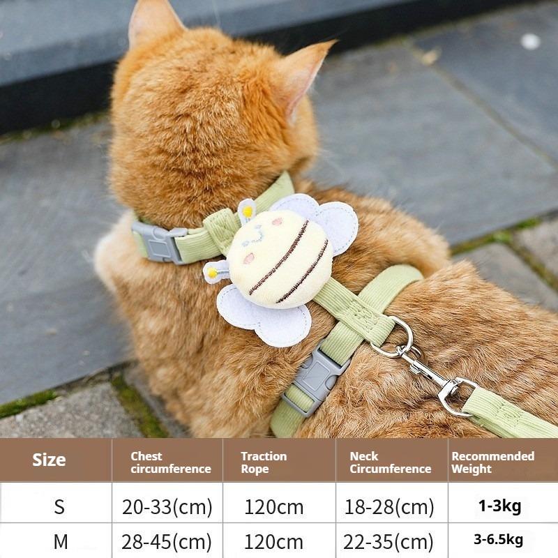 

Cat Harness Leash Set Adjustable Cartoon Bee Double Layer Dog Harness for Small Medium Pets Outdoor Walking Collar Set for Cats Dogs S(180cm） зелений