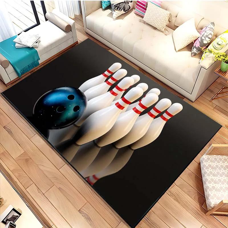 Bowling Party Area Rug for Boys Bedroom Living Room Decor Bowling Ball Carpet Sport Theme Floor Mat Non Slip Entrance Doormat