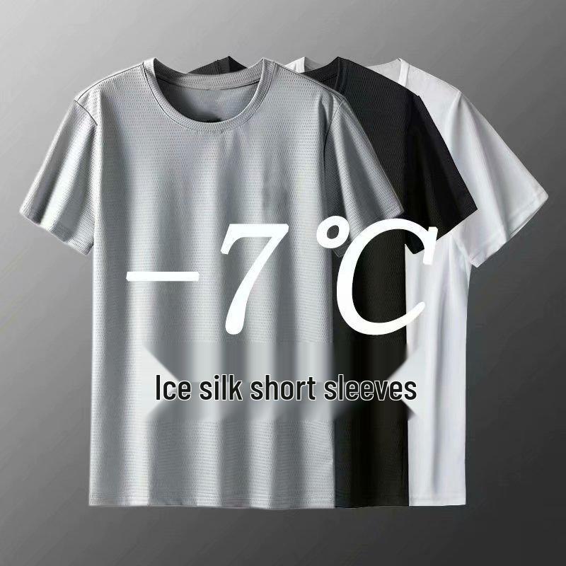 Men's Summer Ice Silk Quick-Dry Mesh T-Shirt - Comfortable, Breathable, Short Sleeve