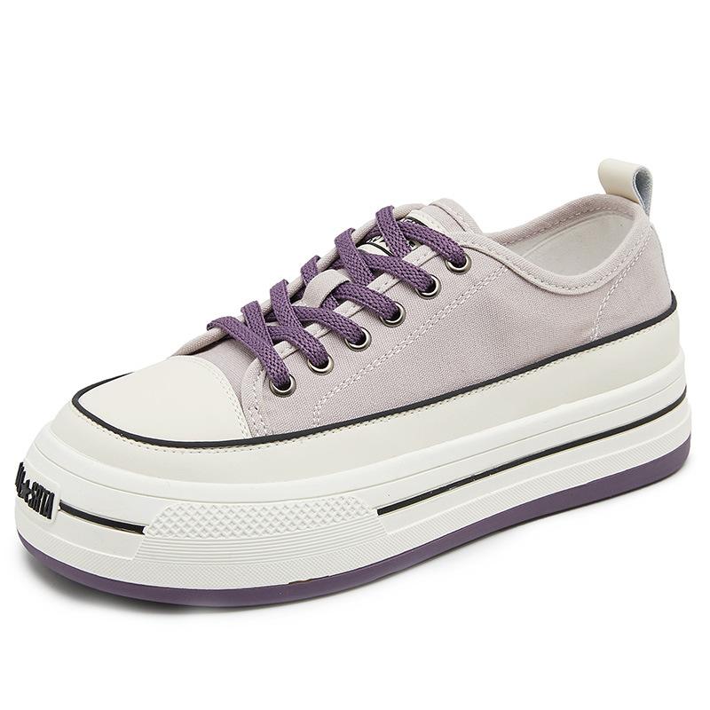 Canvas Shoes Women's  Summer New Plate Shoes Thick Bottom Increased All-match Casual Lace-up Small White Shoes
