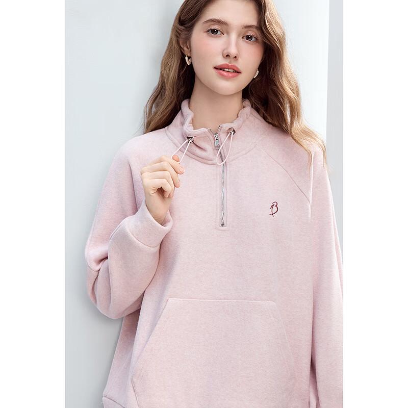 Betu Women's 2025 Winter Casual Fleece-Lined Stand Collar Sweatshirt