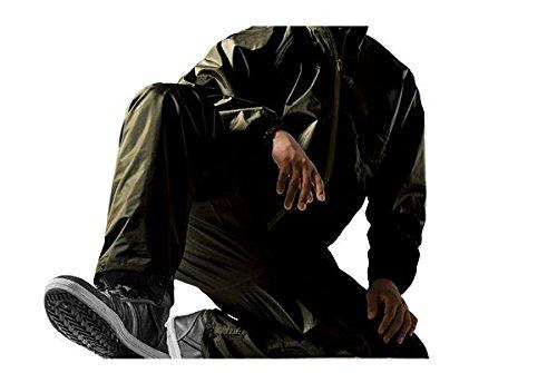 Men's Rain Suit (Water Resistance: 10,000mmH2O), Adjustable Hem, Adjustable Hood, Waterproof Tape, Mesh Lining, Size L, Olive, AS5100