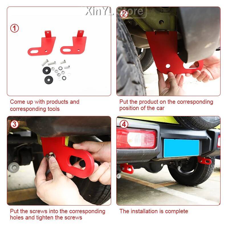Car Trunk Front Rear Bumper Bar Towing Trailer Hook For Suzuki Jimny 2019 Up Car Accessories Red