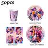 KPOP Demon Hunters Celebration Favors Tableware Collection Birth Date Celebration Balloons Board Banner Decor Girls Infant Shower Xmas Supplies