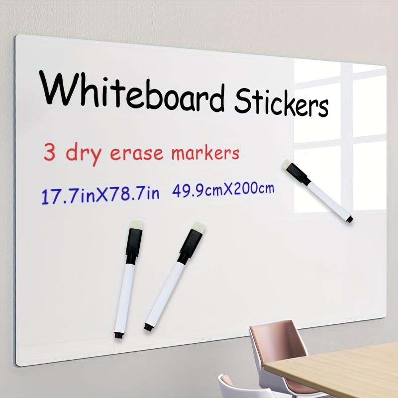 1 Pc Self Adhesive Dry Erase Whiteboard Wall Paper with 3 Markers, Washable Peel and Stick for School Office Home, 45cm X 100cm