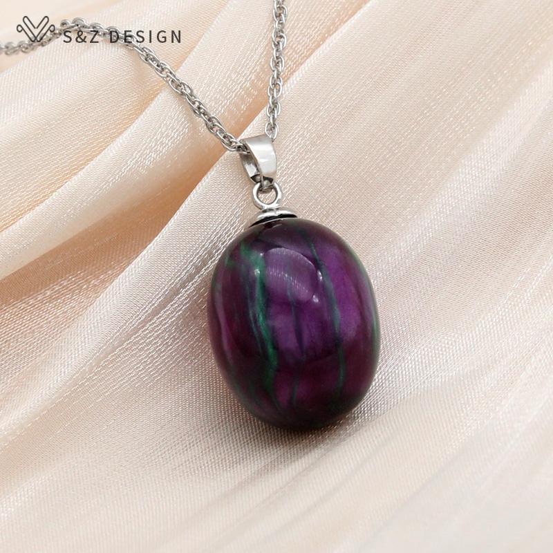 Fashion Colorful Egg Shape Oval Acrylic Beads Pendant Necklace For Women Wedding Party Elegant Fine Jewelry