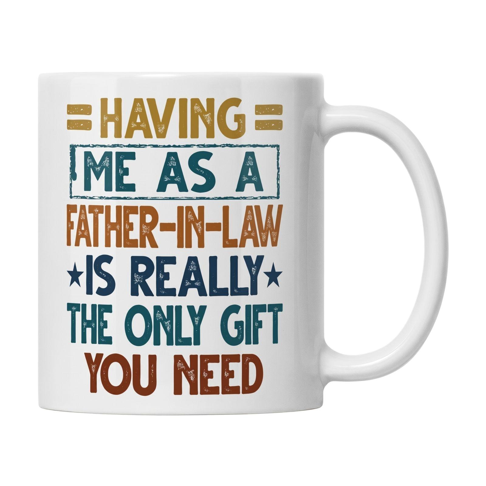 

Ceramic Coffee Mug with Father-in-Law Quote Durable Handle Dishwasher Safe Microwave Safe Printed Design for Daily Use and Gift Giving One Size белый